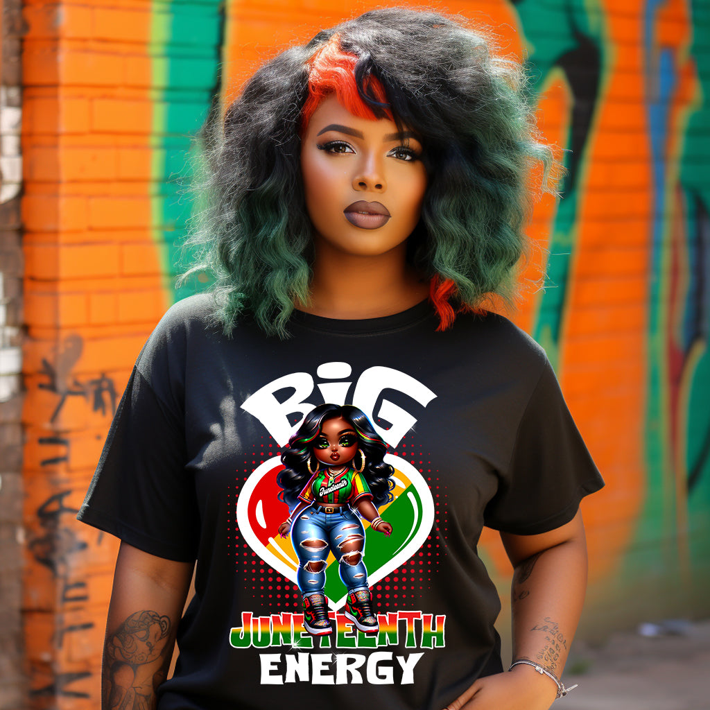 Big Juneteenth Energy Woman DTF Transfers-white