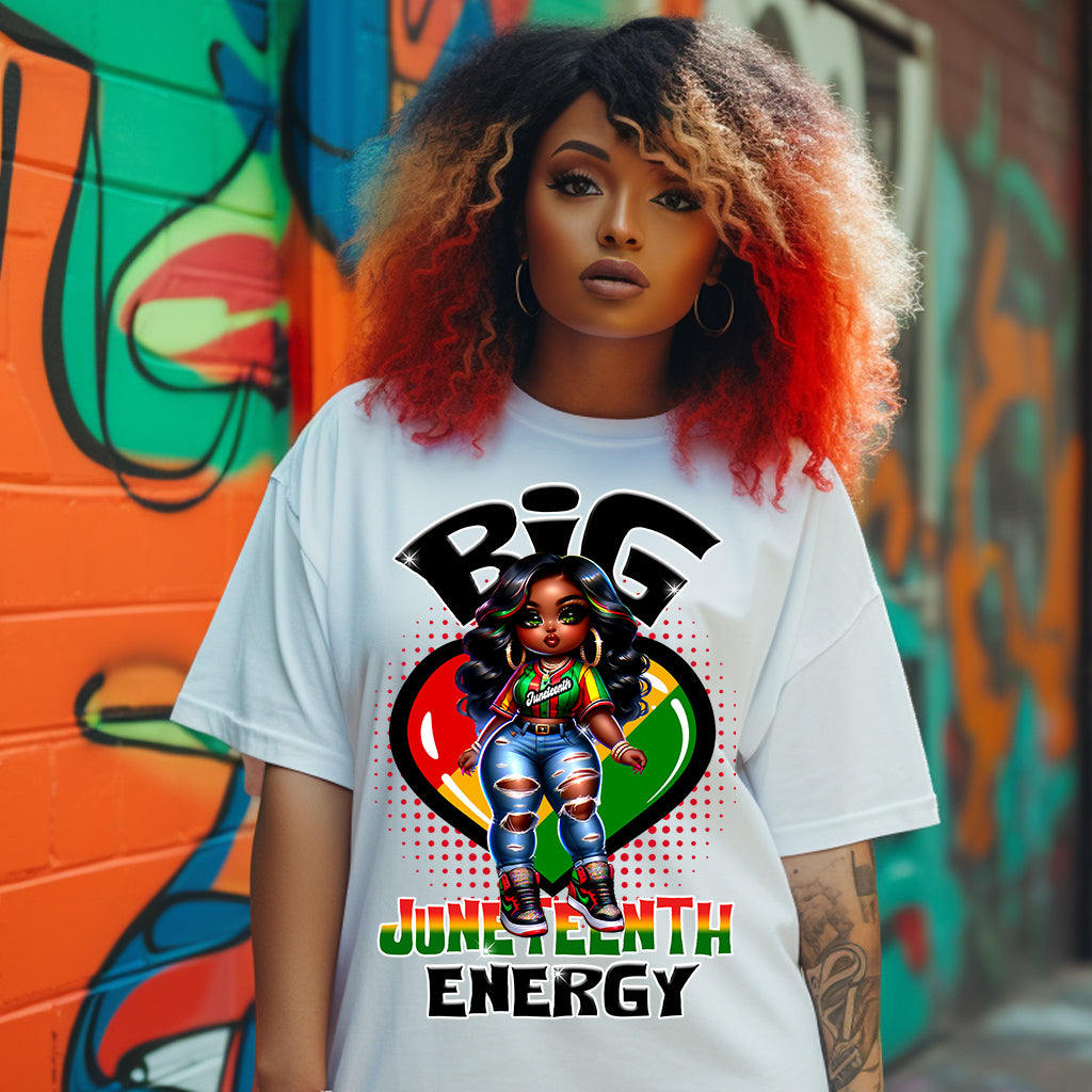 Big Juneteenth Energy Woman DTF Transfers-black
