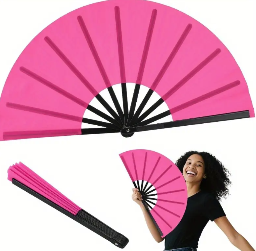 Fuchsia on Black Ribs Clack Fan - Assembled