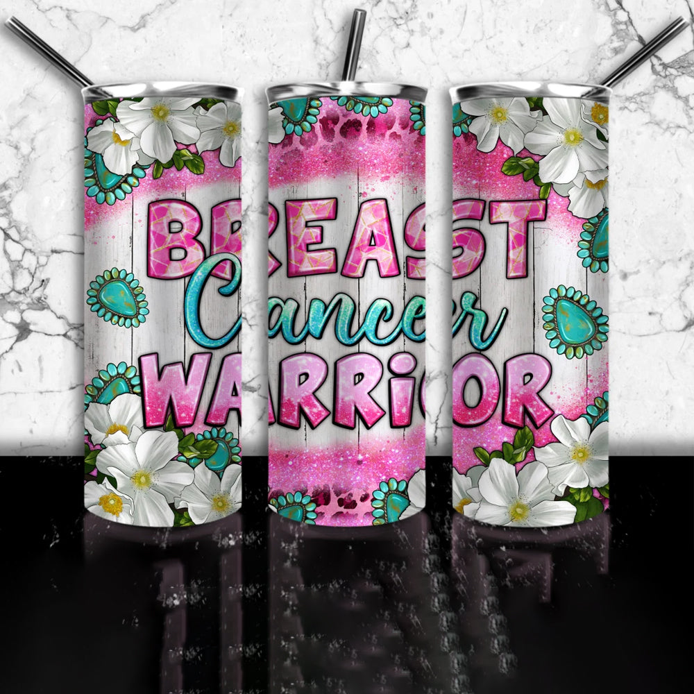 Breast Cancer Warrior 20 oz UV DTF Tumbler Full Wrap