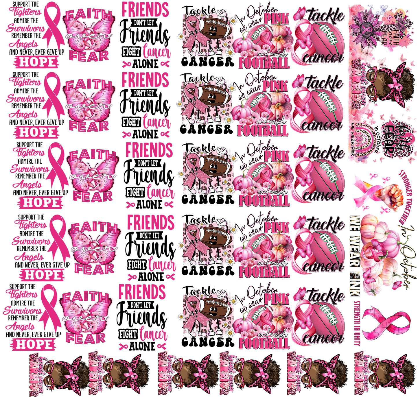 Full Sheet Breast Cancer 16 Oz UV DTF Wraps-24 pieces