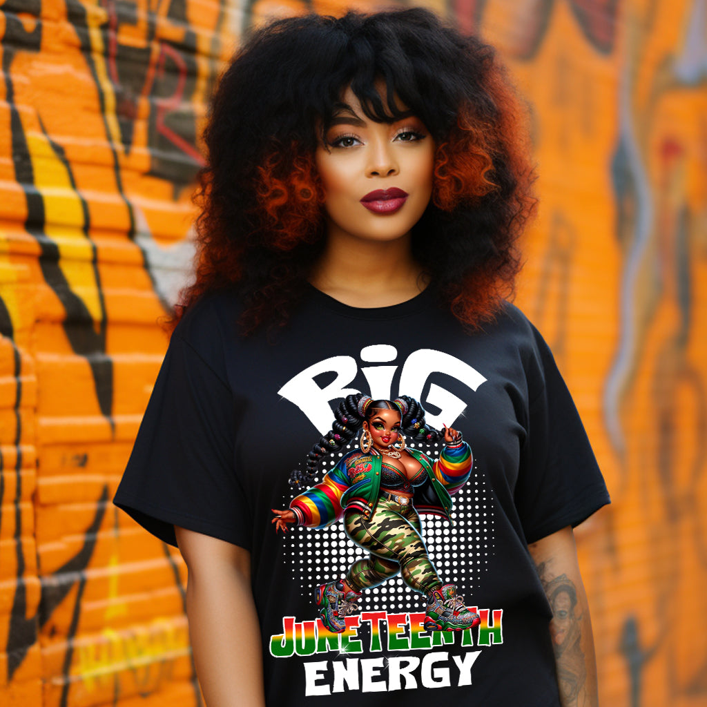 Big Juneteenth Energy Woman DTF Transfers-white