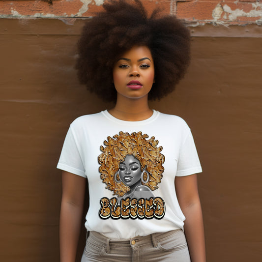 Blessed Brown Afro Woman DTF Transfer