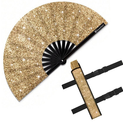 Glitter Clack Fans w/Leg Holster - champagne