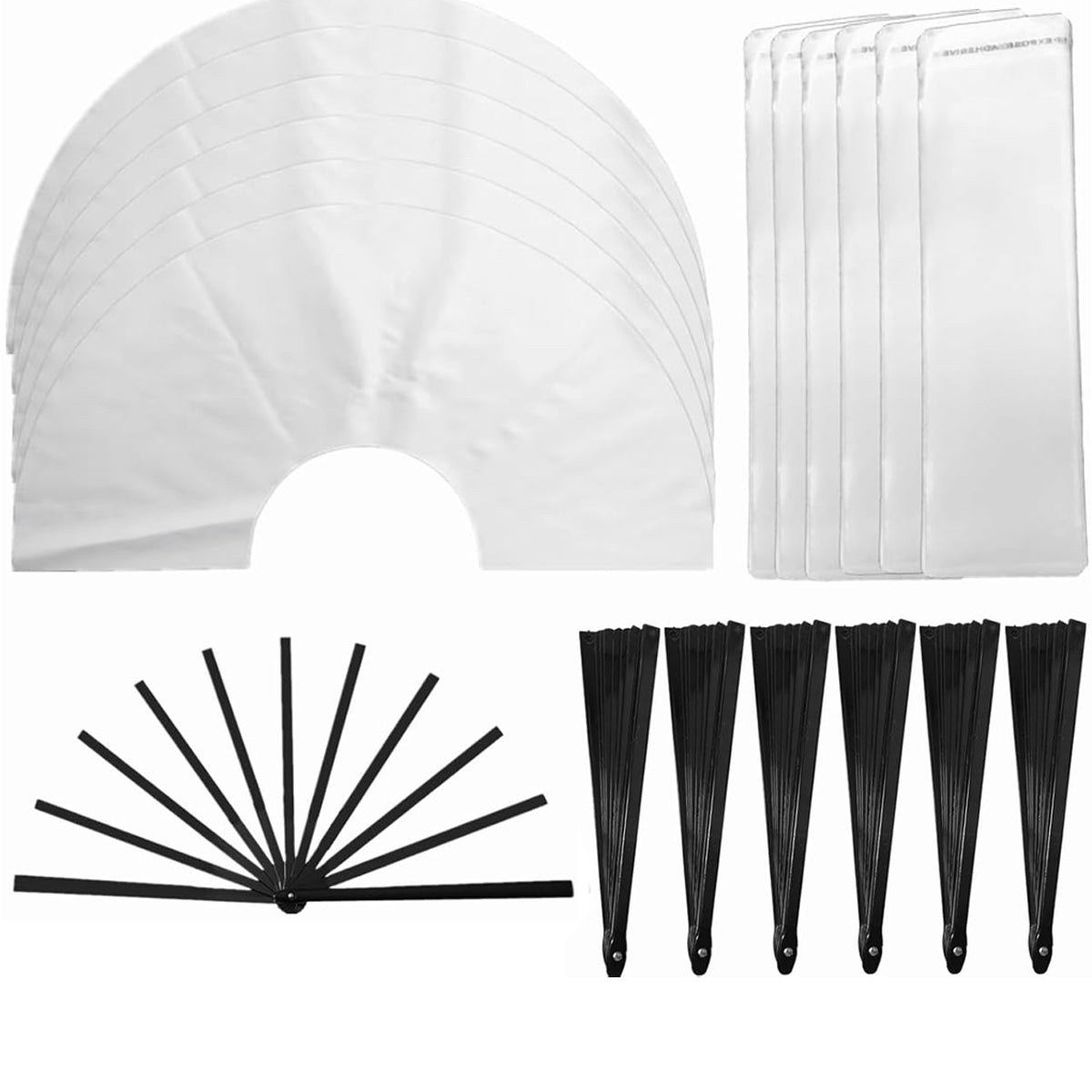 Black Ribs Sublimation Clack Fans - Not Assembled