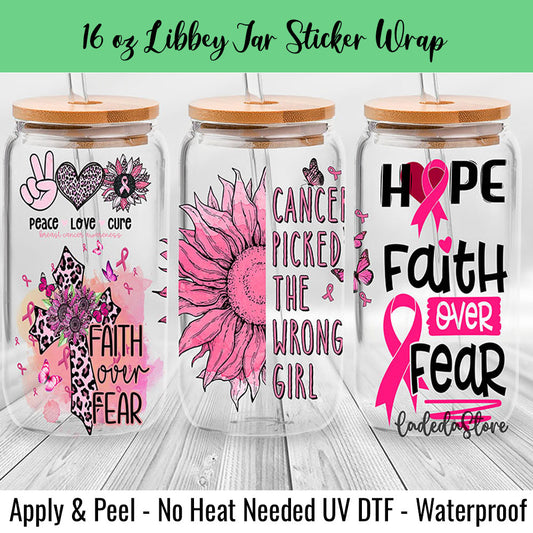 Hope Faith Over Fear 16 Oz UV DTF Sticker Wrap