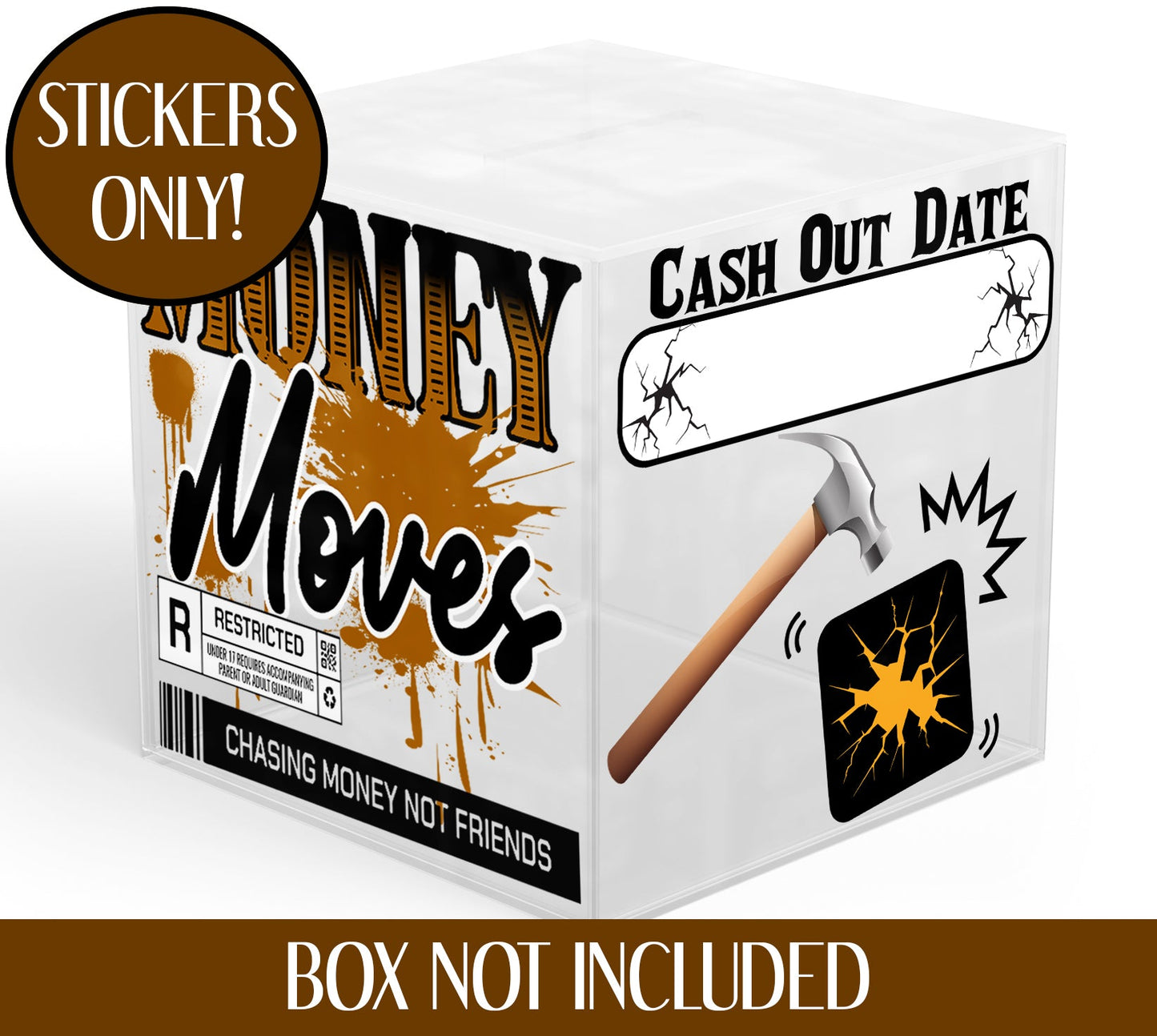 Money Move Mans Hand Smash Box UV DTF Stickers - 22x24