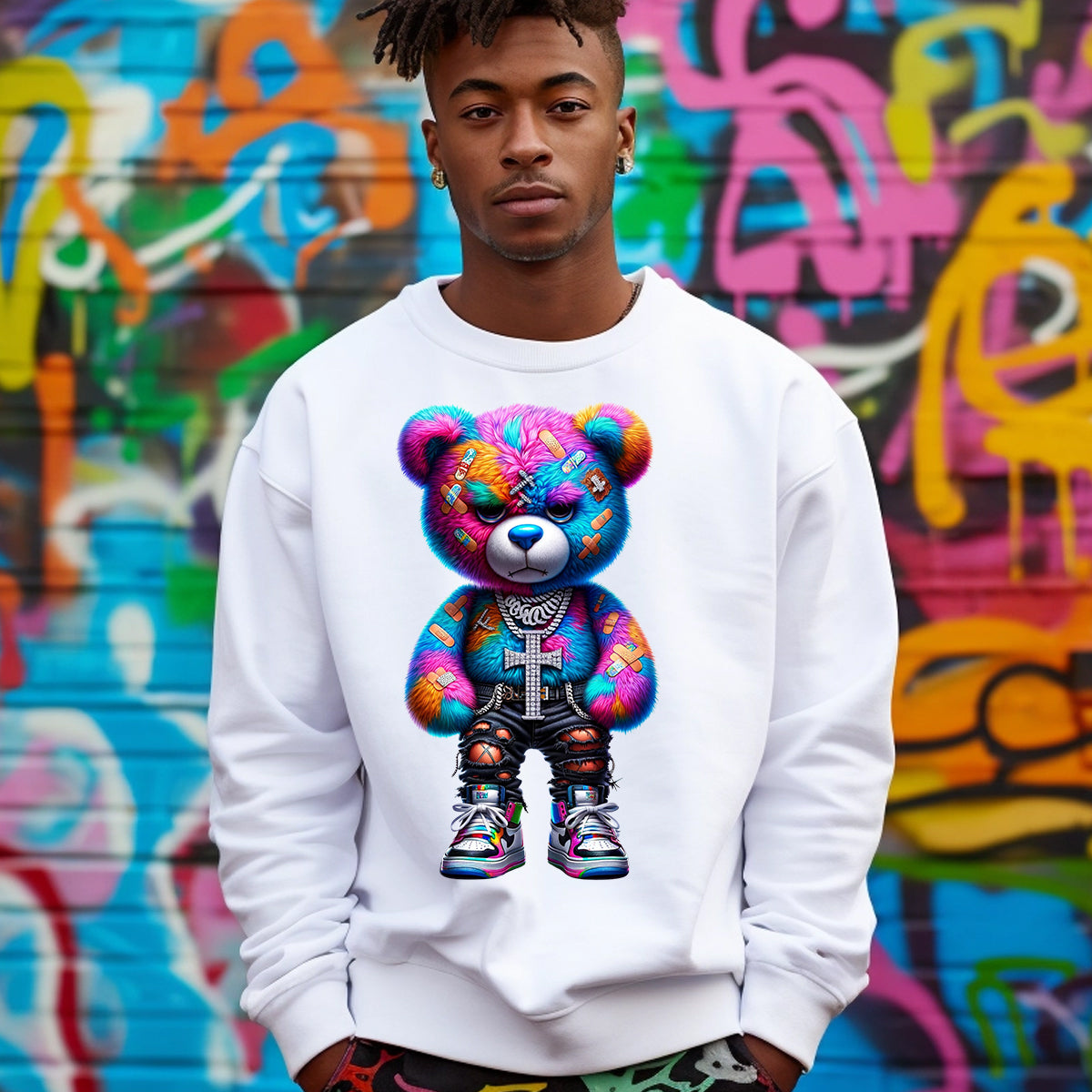 Neon Urban Teddy Bear DTF Transfer