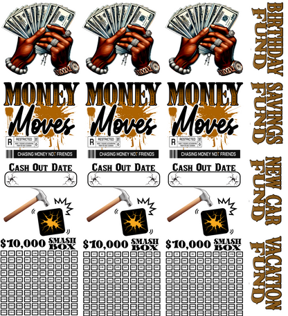 Money Move Mans Hand Smash Box UV DTF Stickers - 22x24