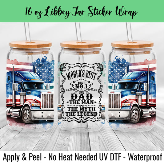 Best Dad Trucker 16 Oz UV DTF Sticker Wrap