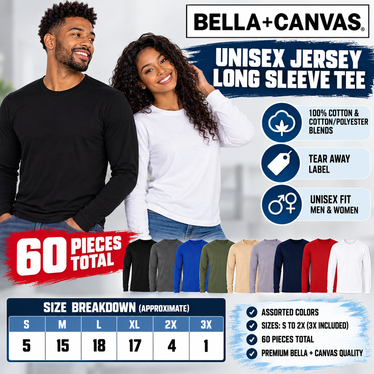 ✨Wholesale✨ BELLA + CANVAS – Unisex Jersey Long Sleeve Tee