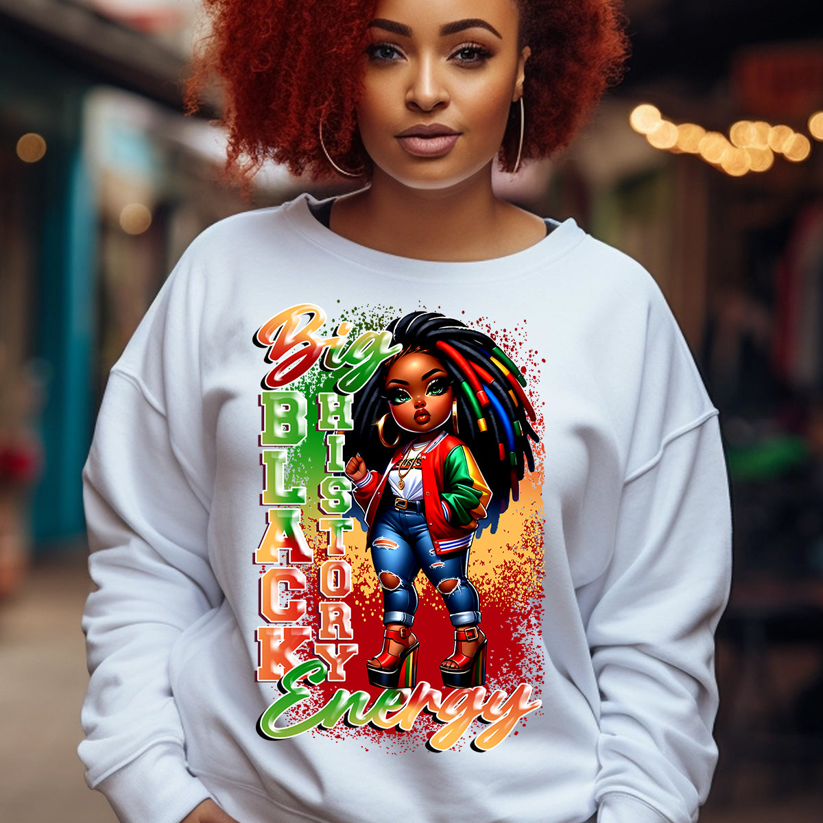 Big Black History Energy Locs DTF Transfer