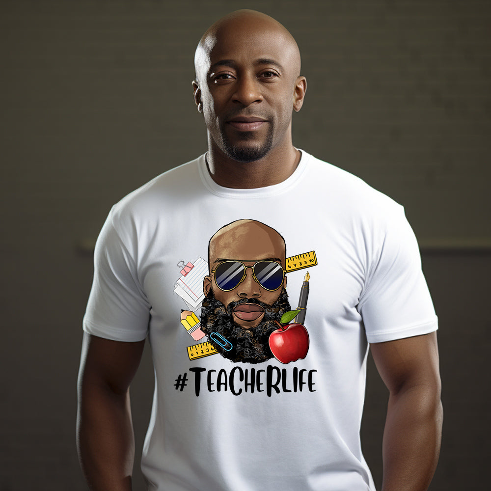 #TeacherLife Bald Black Man DTF Transfer