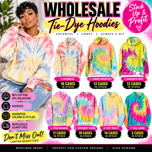 Adult Tie Dye Pullover Hoodie – 12 Pieces