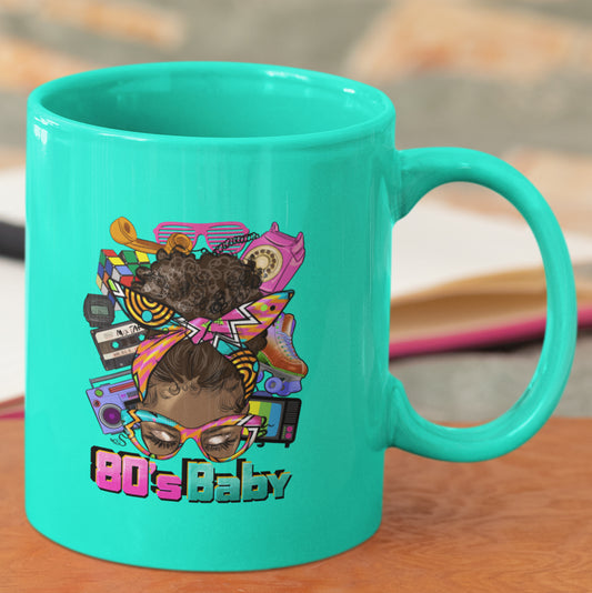 80s Baby Afro Bun Mug UV DTF Stickers