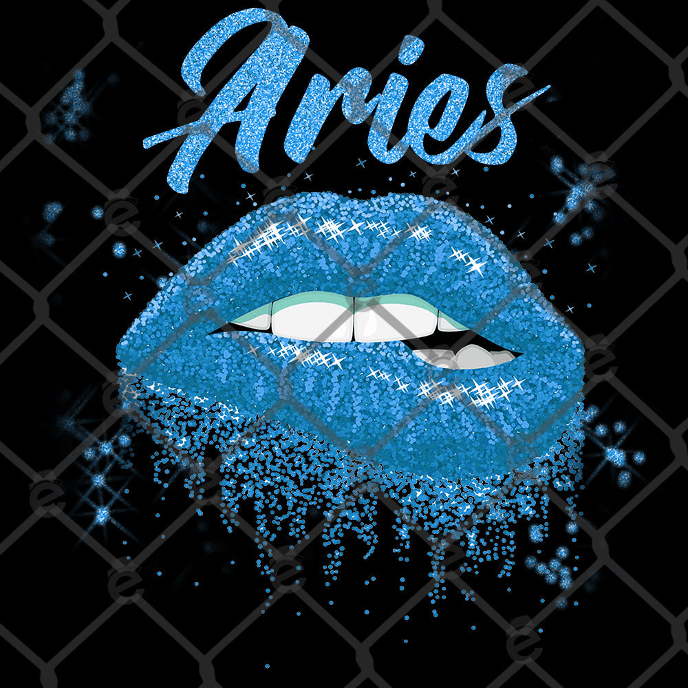 Aries Glitter Lips DTF Transfer