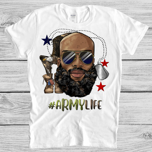 #ArmyLife Bald Black Man DTF Transfer