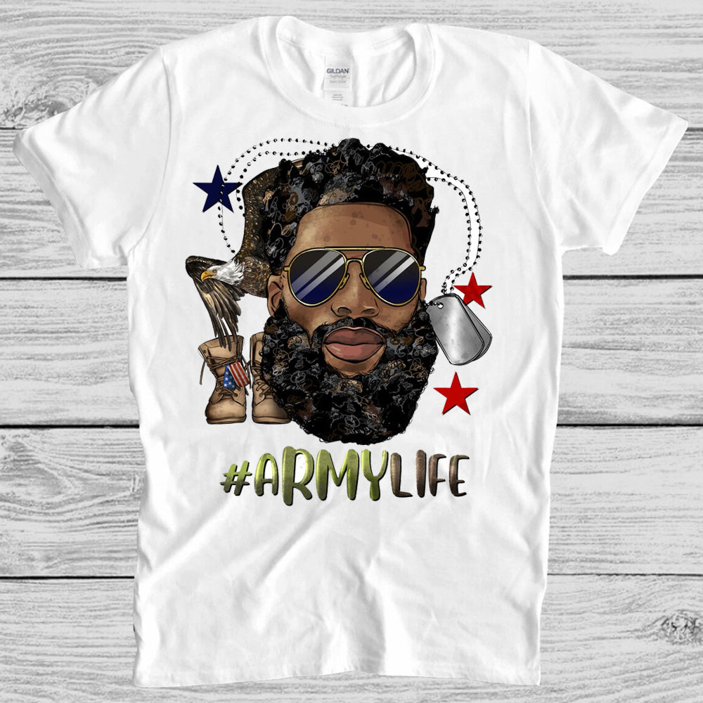 #ArmyLife Beard Black Man DTF Transfer