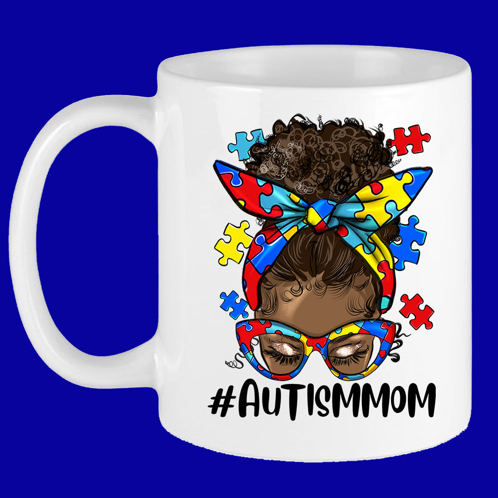 #AutismMom Messy Bun Mug Sublimation Transfer