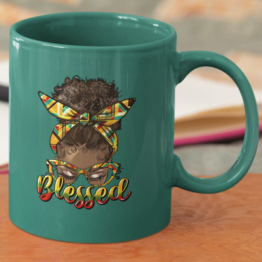 Blessed Afro Bun Mug UV DTF Stickers