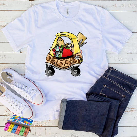 Back to School Leopard Car DTF Transfer