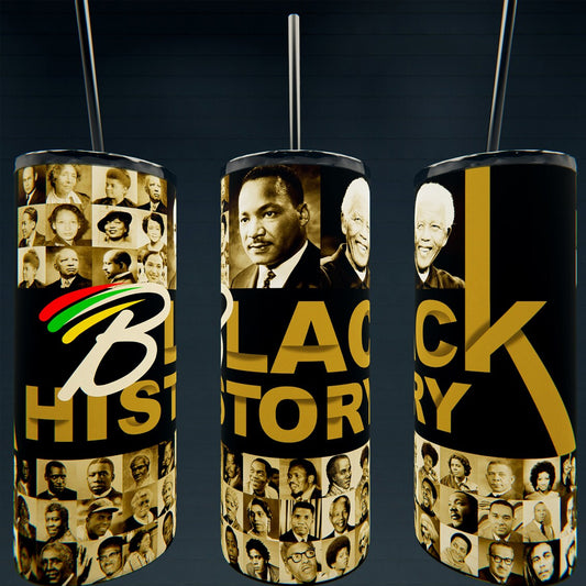 Black History Collage 20 oz UV DTF Tumbler Full Wrap