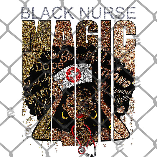 Black Nurse Magic DTF Transfer