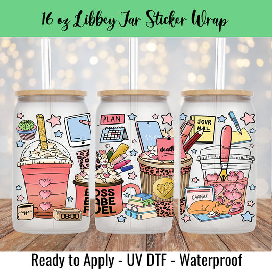Boss Babe Fuel 16 Oz UV DTF Sticker Wrap