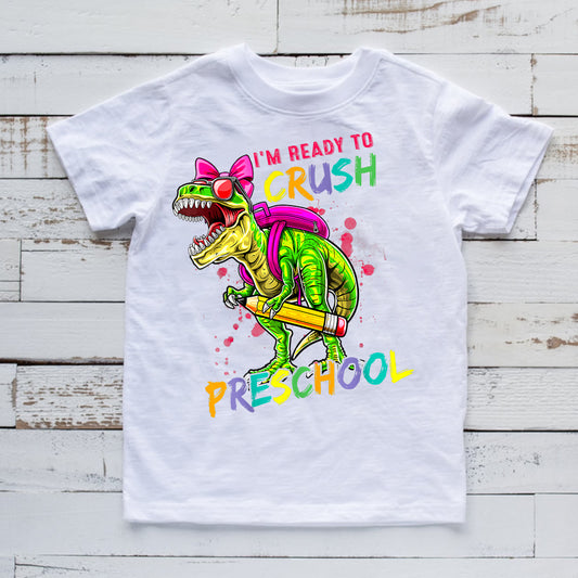 Crush PreSchool Dino Girl Bow DTF Transfer