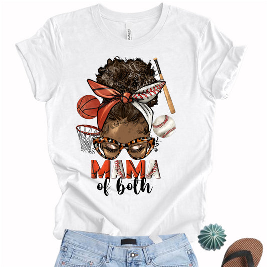 Mama of Both Baseball Basketball Afro Bun DTF Transfer