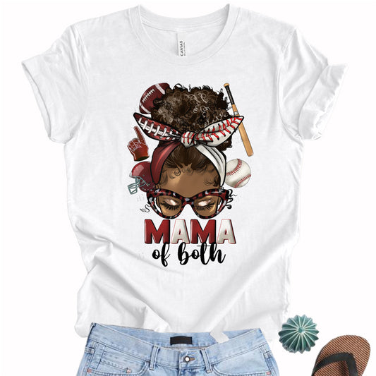 Mama of Both Football Baseball Afro Bun DTF Transfer