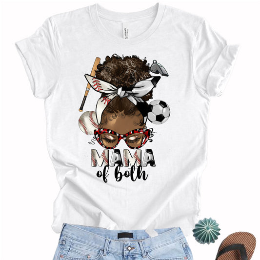 Mama of Both Soccer Baseball Afro Bun DTF Transfer