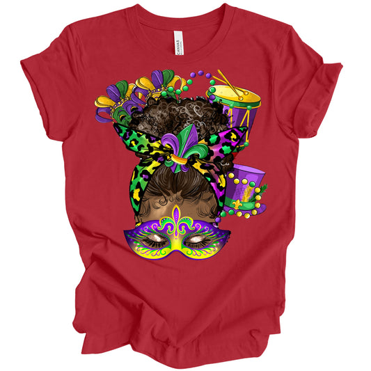 Mardi Gras Afro Messy Bun DTF Transfer