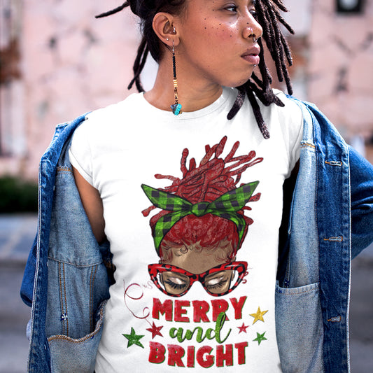 Merry and Bright Red Locs Sublimation Transfer