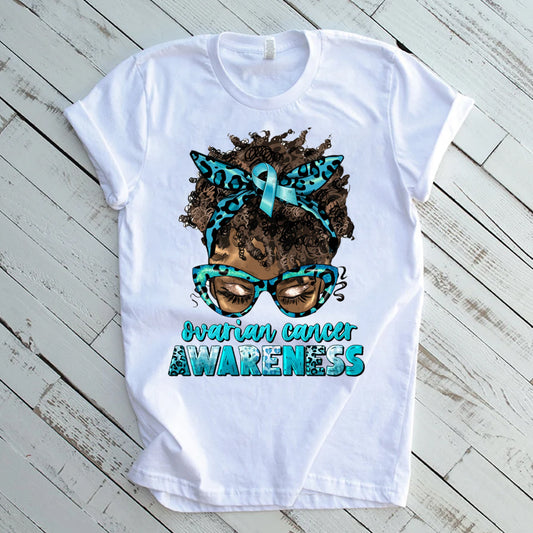 Ovarian Cancer Awareness Short Curly DTF Transfer