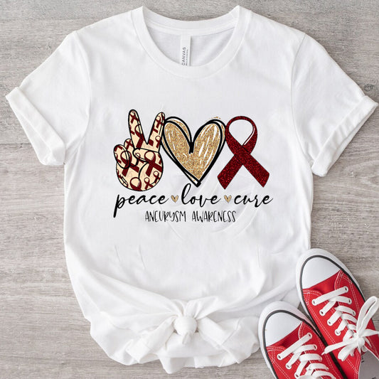Peace Love Cure Brain Aneurysm DTF Transfer