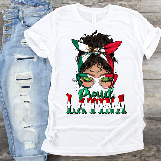 Proud Latina Messy Bun DTF Transfer