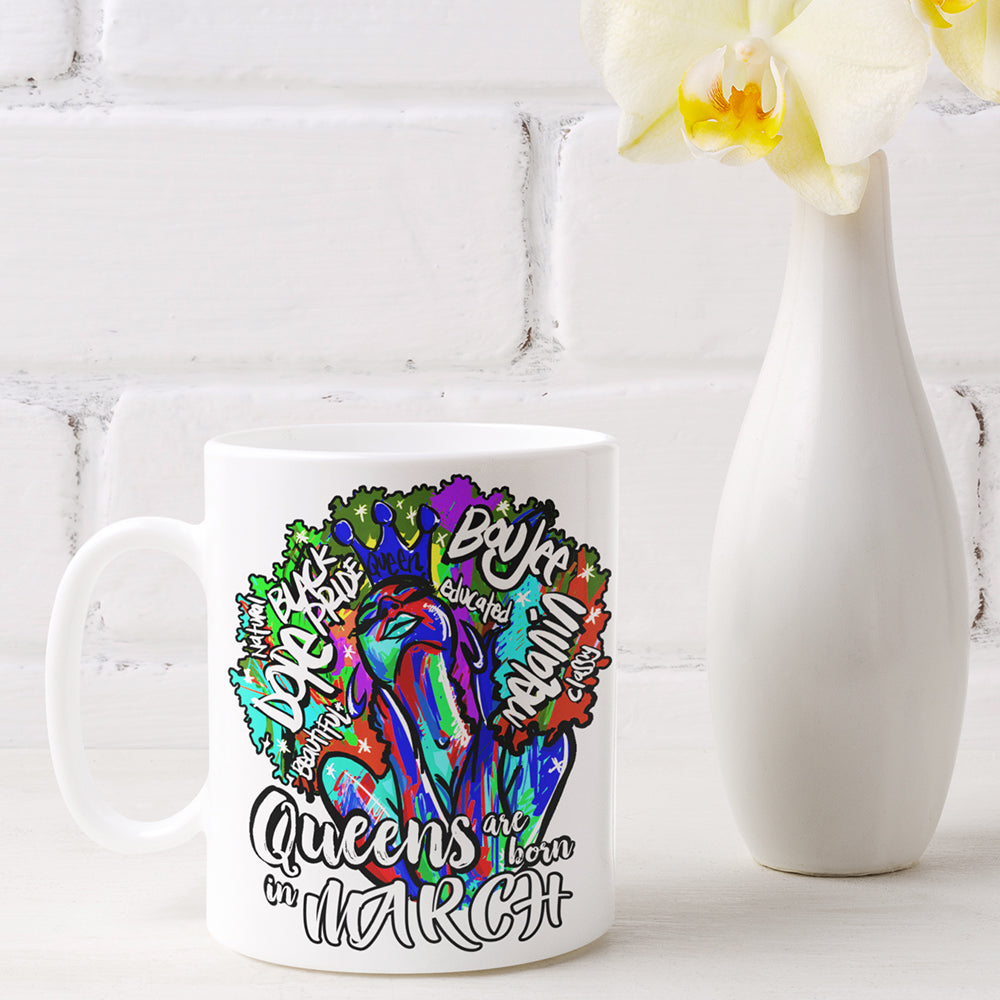 Queens are Born In March Mug Sublimation Transfer