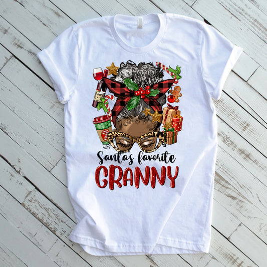 Santas Favorite Granny Afro Messy Bun DTF Transfer