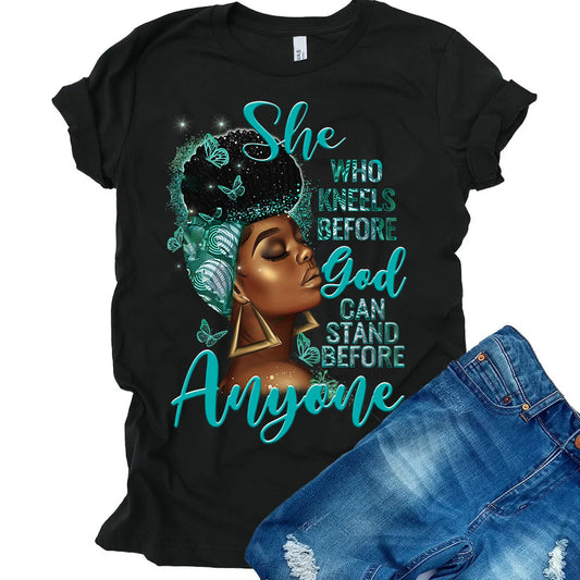 She Who Kneels Teal PNG