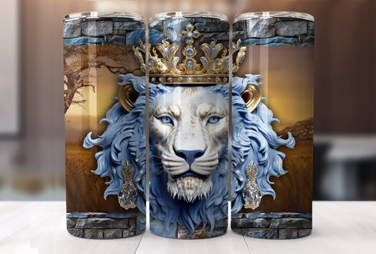 3D Sky Blue Lionhead Tumbler PNG/JPG-1