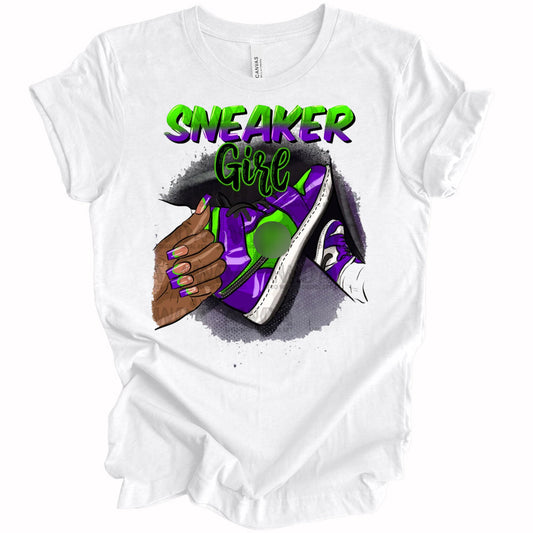 Sneaker Girl DTF Transfer - green purple