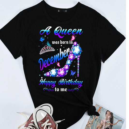 Queen Was Born in December Purple Shoes DTF Transfer