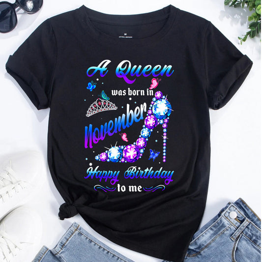 Queen Was Born in November Purple Shoes DTF Transfer