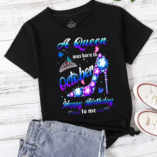 Queen Was Born in October Purple Shoes DTF Transfer