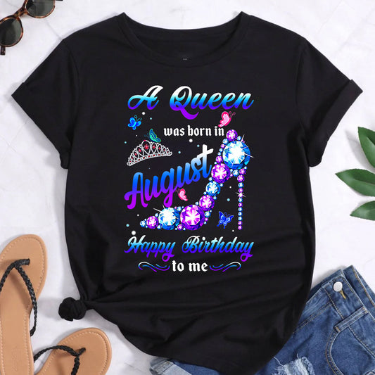 Queen Was Born in August Purple Shoes DTF Transfer