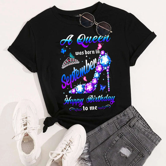 Queen Was Born in September Purple Shoes DTF Transfer