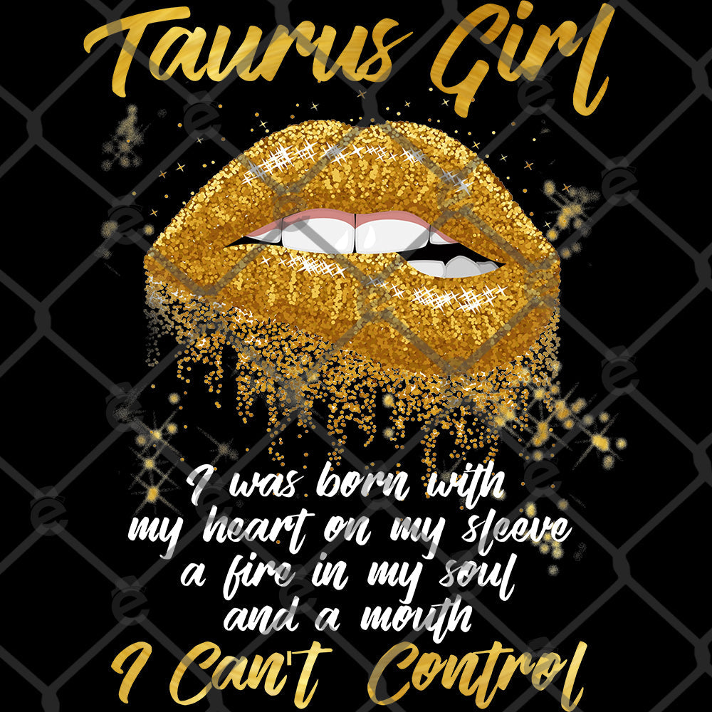Taurus Girl Glitter Lips DTF Transfer