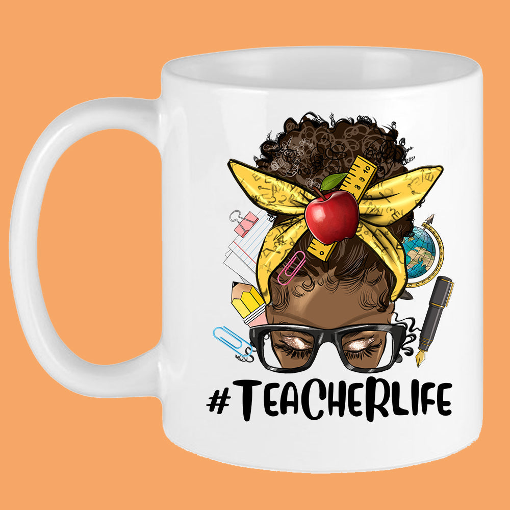 #TeacherLife Messy Bun Mug Sublimation Transfer