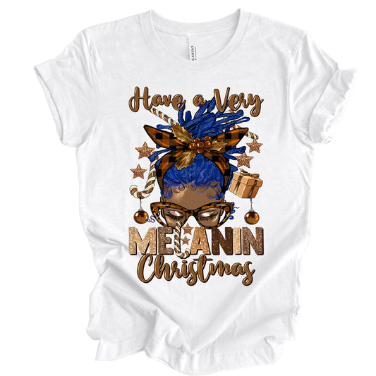 Very Melanin Christmas Blue Locs Sublimation Transfer